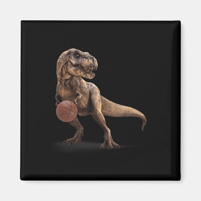 Íman T Rex Dinossauro Jogando Basquete Dinossauro Engra (Frente)