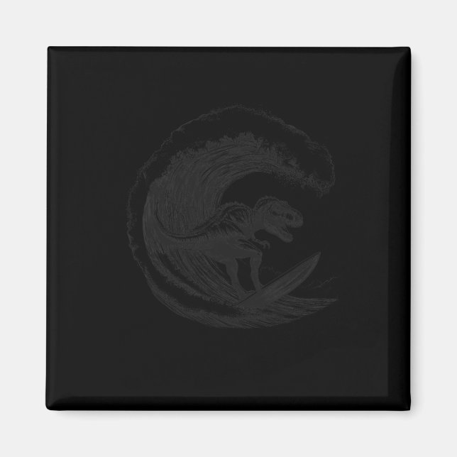 Íman T-rex Dinossauro Surfando Surf Prancha de Surf Sur (Frente)