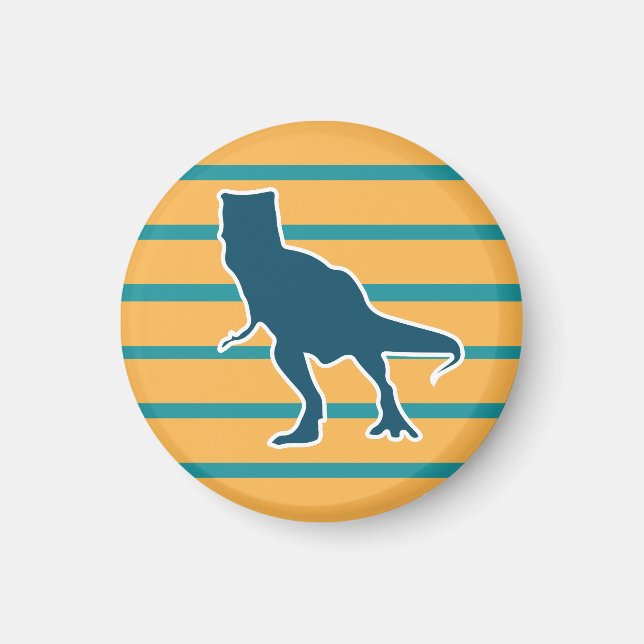 Íman t-rex do dinossauro azul-amarelo (Frente)