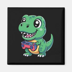Íman T-Rex Feliz Com Controle De Jogo Dinossauro Gamer