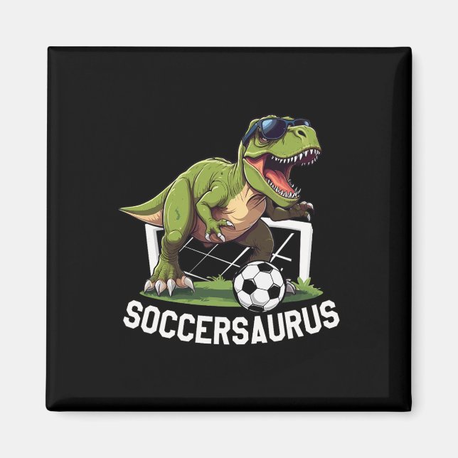 Íman T-rex Jogando Futebol de Futebol Dinossauro Futebo (Frente)