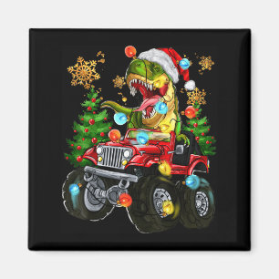Íman T-rex Papai Noel Em Caminhão Monstro Com Árvores D
