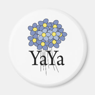 Íman T-shirt azul bonito de YaYa da flor