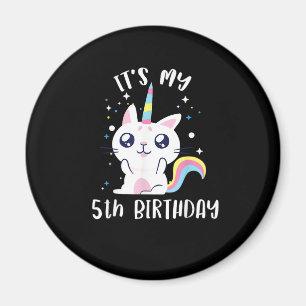 Íman T-Shirt Caticorn Kawaii Gato Unicórnio Idade 5
