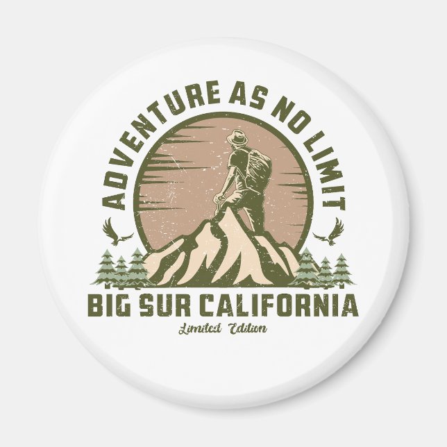 Íman T-Shirt Sunset Retro Big Sur Hike (Frente)