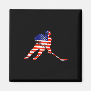 Íman T-shirt Usa da América Flag Ice Hockey Hóquei em G