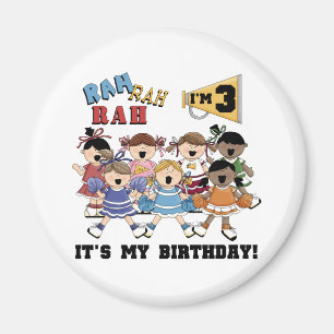 Íman T-shirts e cheerleader de aniversário de 3 anos