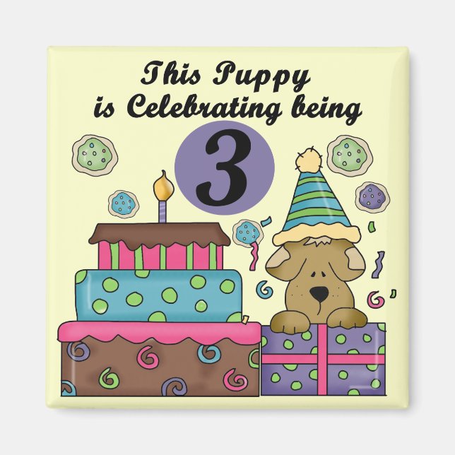 Íman T-shirts e presentes de aniversário de 3 anos (Frente)