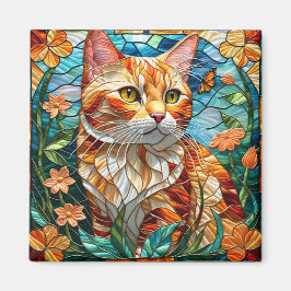 Íman Tabby art stained glass cat colorful modern style