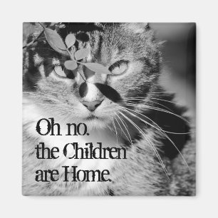 Íman Tabby Cat Ocultando Mães "Oh não, as crianças e