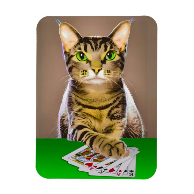 Íman Tabby Cat Playing Poker (Vertical)