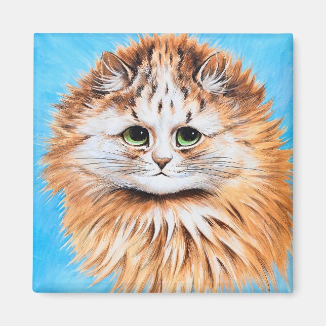 Íman Tabby Cat with Green Eyes, Head Study de L. Wain (Frente)