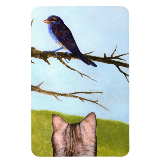 Íman Tabby Cats Fala com Pássaros (Vertical)