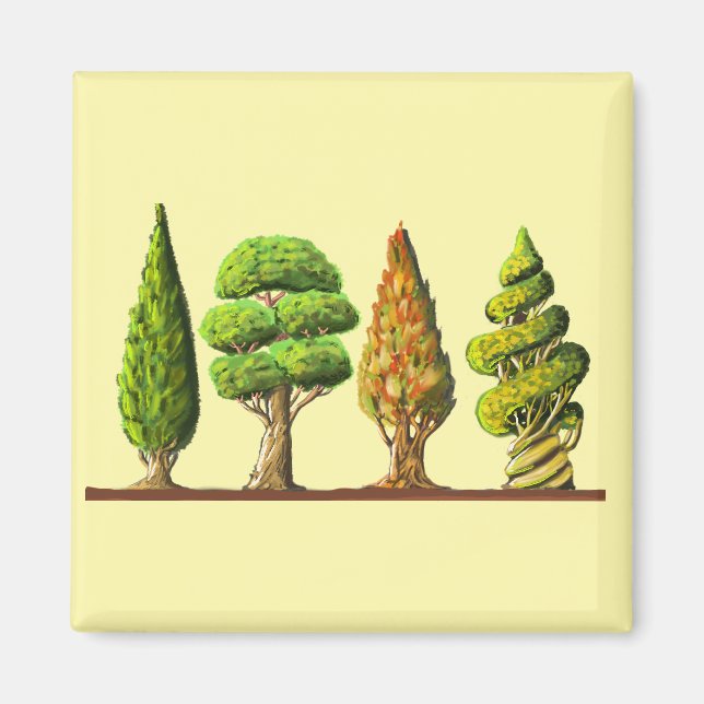 Íman tableau des trois arbres sculptés dessin digital (Frente)