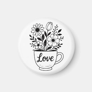 Íman Taça bonito de chá preto com Design de flores