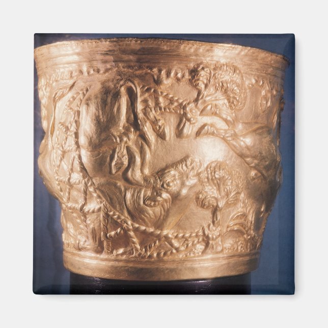 Íman Taça, representando a captura de um touro selvagem (Frente)