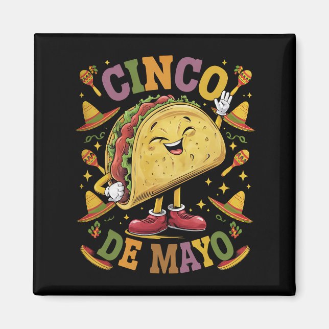 Íman Taco Dançante Divertido Festa Cinco De Mayo (Frente)