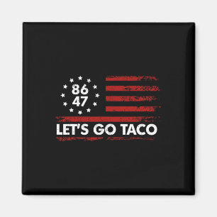 Íman Taco Funny Vamos Go Taco Shirt American Flag Patri