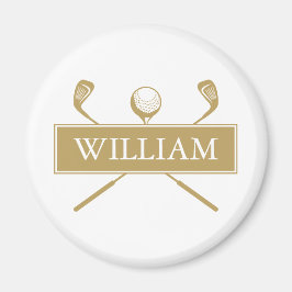 Íman Tacos de golfe personalizados com nome dourado e b