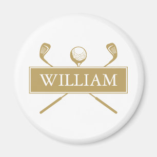 Íman Tacos de golfe personalizados com nome dourado e b