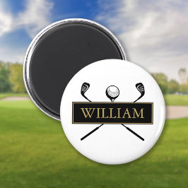 Íman Tacos de golfe personalizados com nome em preto e 