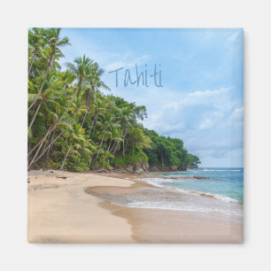 Íman Tahiti Sand Beach Blue Sky Palm Trees