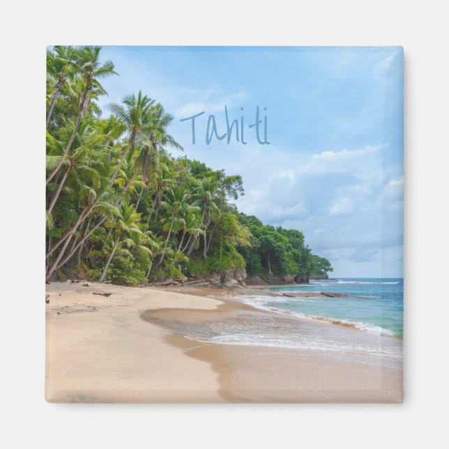 Íman Tahiti Sand Beach Blue Sky Palm Trees (Frente)