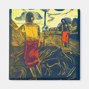 Íman Tahitian Women and Dog, Gauguin