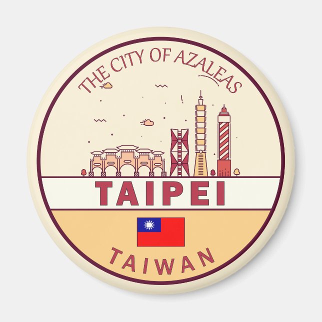 Íman Taipei Taiwan City Skyline Emblem (Frente)