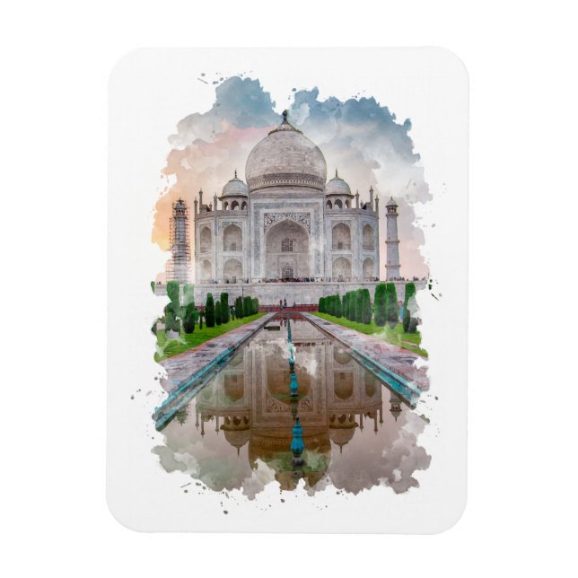 Íman Taj Mahal India Watercolor Art (Vertical)