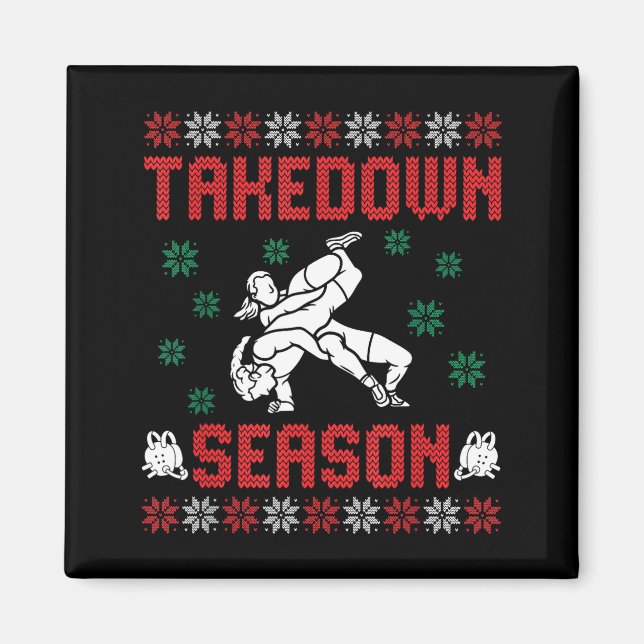 Íman Takedown Season Girls Wrestling Ugly Sweater Chris (Frente)
