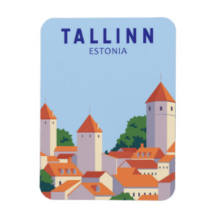 Íman Tallinn Estônia Retro Viagem Art Vintage