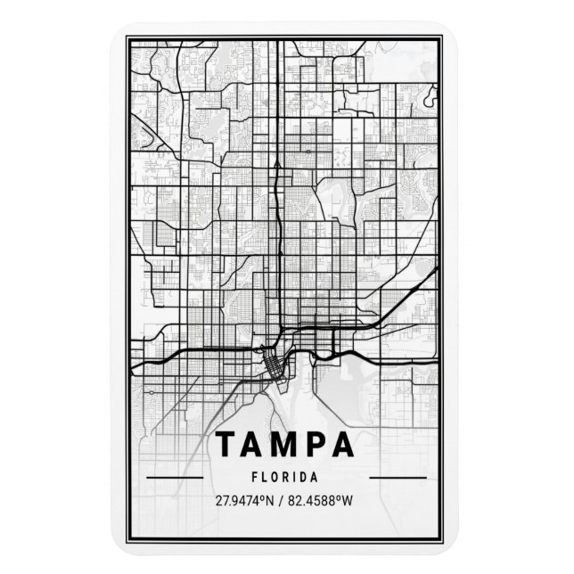 Íman Tampa Florida EUA Viagem Map Poster (Vertical)