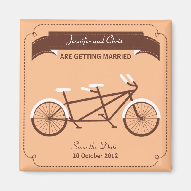 Íman Tandem Bicicleta Moderna Beige Salve a Data (Frente)