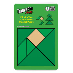 Íman Tangram Christmas Elf Magnet - Sentado na árvore