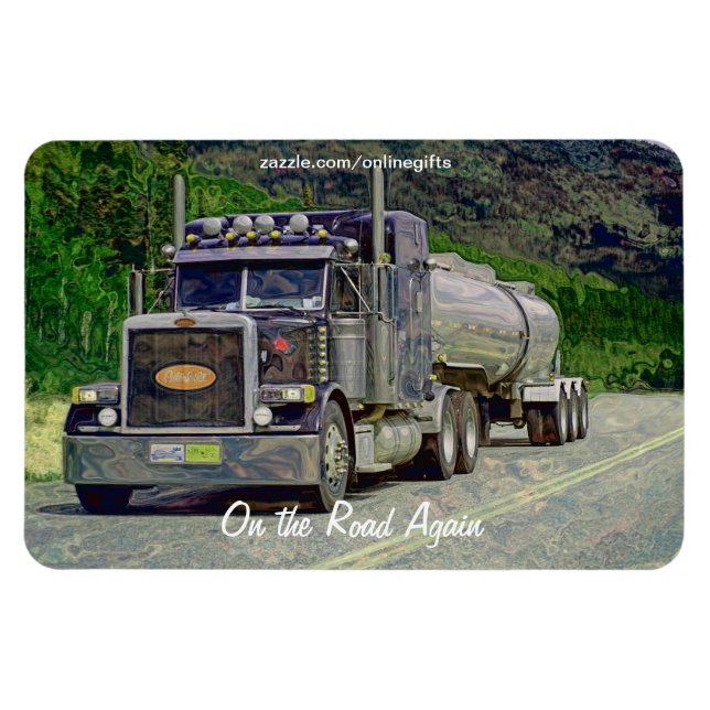 Íman Tanker Truck Highway Drivers Art Magnet (Horizontal)