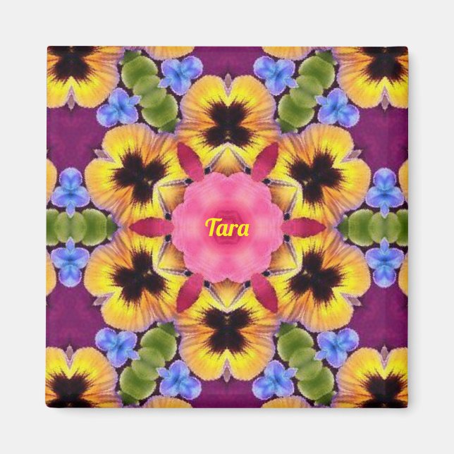 Íman TARA ~ Abstrato Pansor ~ Azul Cor - de - rosa Púrp (Frente)