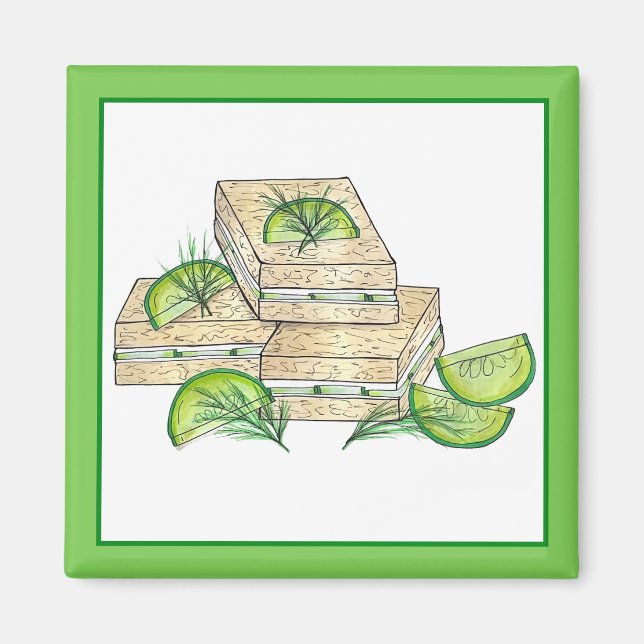 Íman Tarde Festa de Tea Festa de Pepino Dill Sandwich (Frente)