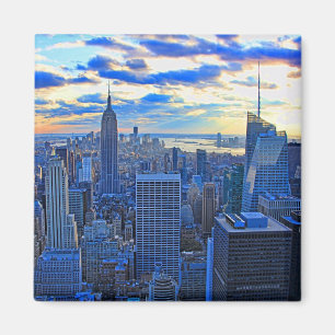 Íman Tarde tarde NYC Skyline à medida que o pôr do sol