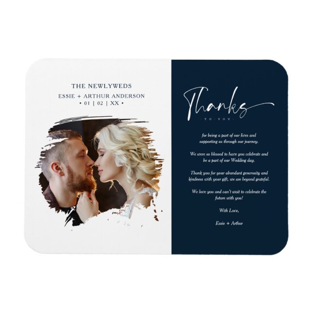 Íman Tarjeta De Agradecimiento Modern Brushstoke Foto (Horizontal)