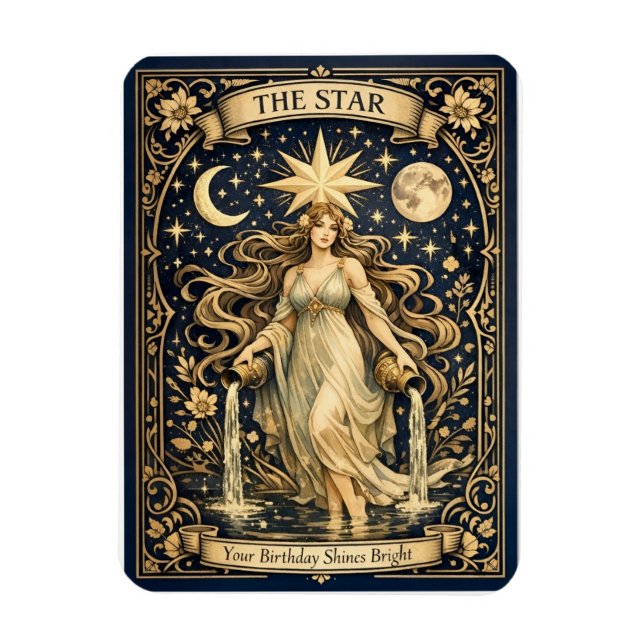 Íman Tarot Art Nouveau Aniversário Estrela Celestial (Vertical)