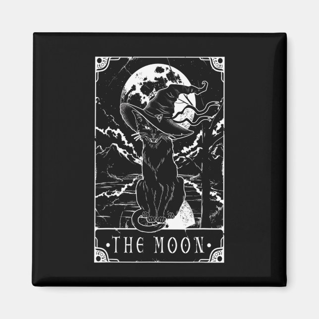 Íman Tarot Card Crescent Moon E Black Cat Witat Hat (Frente)