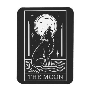 Íman Tarot Card The Moon Wolf Howling