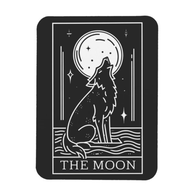 Íman Tarot Card The Moon Wolf Howling (Vertical)