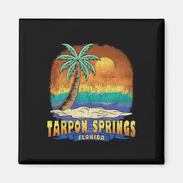 Íman Tarpon Primaveras Florida Vintage angustiou Souven (Frente)