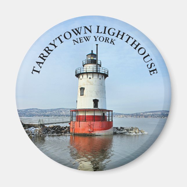 Íman Tarrytown Lighthouse, Nova Iorque Round Magnet (Frente)