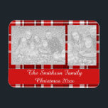 Íman Tartan da Xadrez branca vermelha<br><div class="desc">Esta design vermelha e branca tem um padrão repetitivo verificado / tartan que é texturizado levemente. É um padrão brilhante de xadrez na moda.</div>