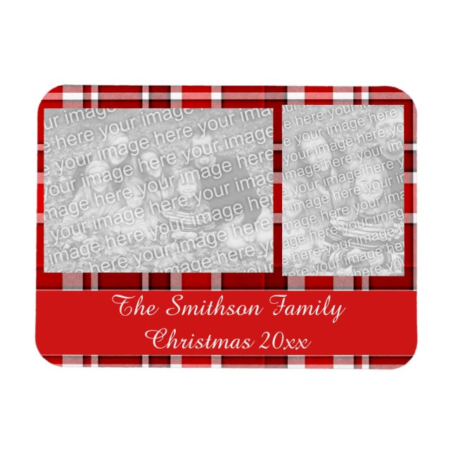 Íman Tartan da Xadrez branca vermelha (Horizontal)