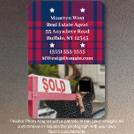 Íman Tartan - Patriótico - Foto das Estrelas Brancas Az<br><div class="desc">O fundo tartano está em velhas glórias vermelhas,  velhas glórias azuis e fora das estrelas brancas. Outras formas de cores disponíveis.</div>