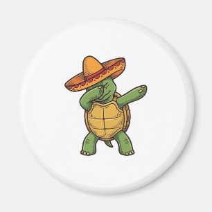 Íman Tartaruga Dabbing Sombrero Design Vetorial Vintage